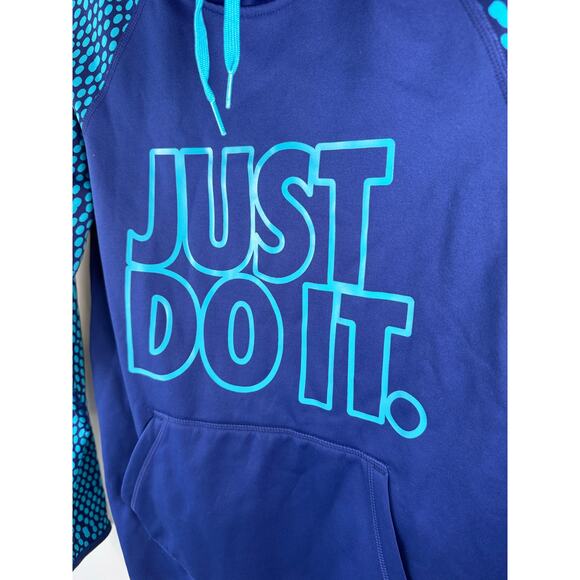 Nike Women’s S Therma-Fit Hoodie Blue Polka Dot Pullover Just Do It Activewear - Picture 3 of 9